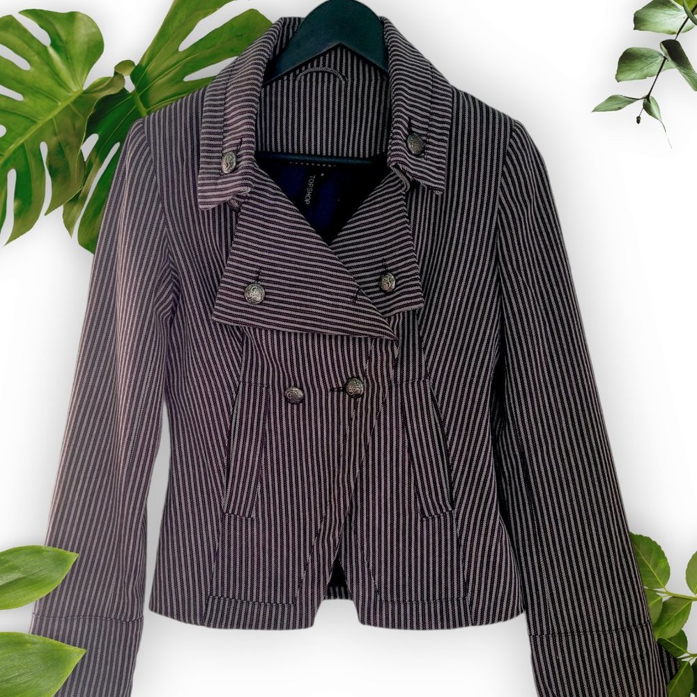 Grey Pinstripe Topshop Blazer, US 4 UK 8